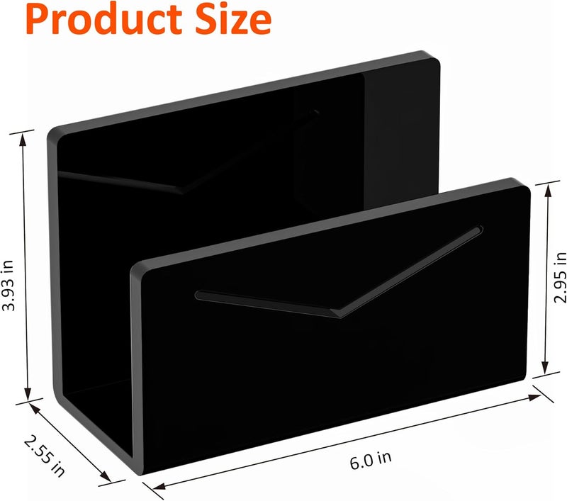 FUCDTEFC Acrylic Mail Holder, Black Acrylic File Letter Organizer, Vertical Envelope Mail Holder for Desk, Lightweight Countertop Bill Holding Sorter Letter Invoice Stand for Home Office School - Image 2